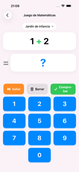 Captura de pantalla del juego de aprendizaje