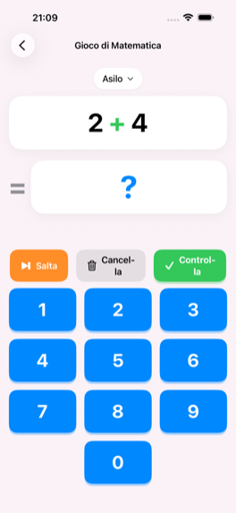 Screenshot del gioco di apprendimento